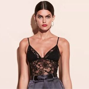 Fleur du mal Magnolia lace triangle bodysuit size M